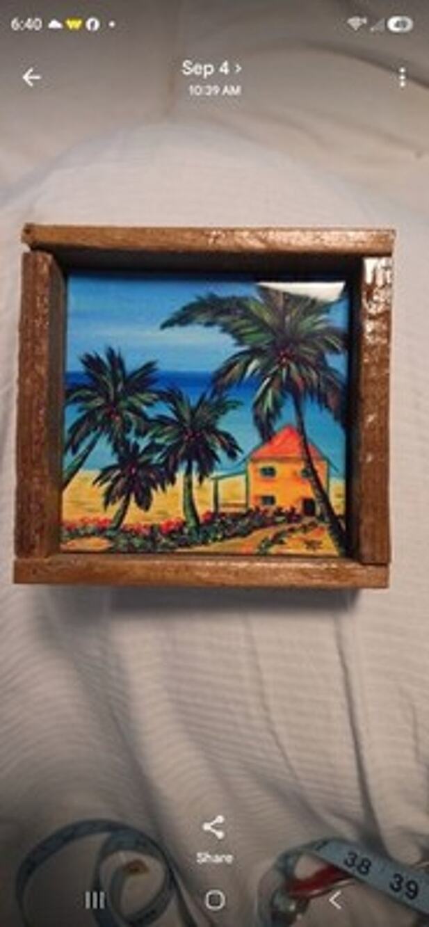 Lobster Trap Art Handmade Nadine & Glenn Laht, Florida Keys Tile 6 x 6 Beachy